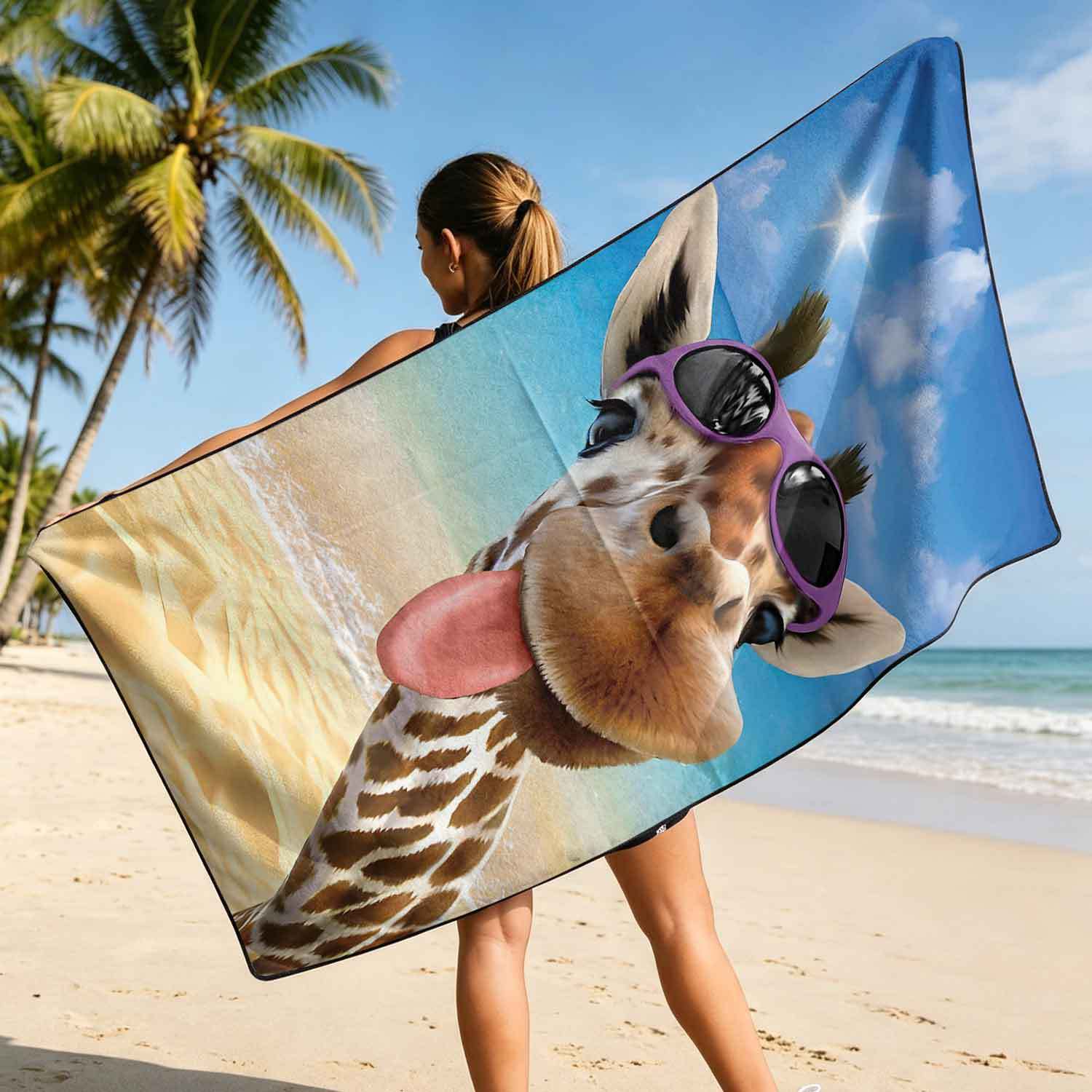 Printed bath towel and car seat cover 2-in-1, ultra-fine fiber outdoor beach and car dual-use universal seat cushion