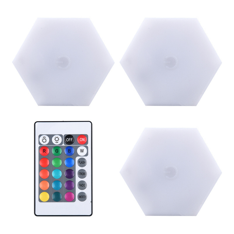 LED lamp RGB remote control touch induction lamp background decorative lamp honeycomb splicing lamp color changing indoor wall lamp