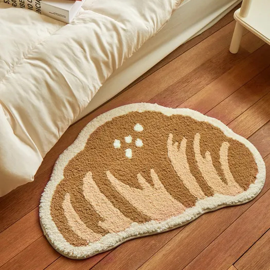 Kleiner Teppich, rutschfeste Gummirückseite, cartoonförmiges Design aus Kunstkaschmir, saugfähig, schnelltrocknend, ideal für Badezimmer und Eingangsbereich, schmutzabweisend und fusselfrei._voghion.com