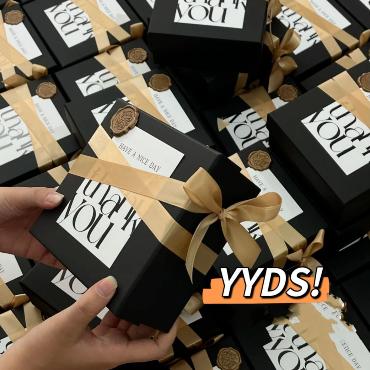 샴페인 골드 씰-블랙 빈 상자