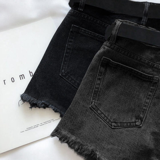 Hole Denim Shorts Women's Summer New Ins Trendy Casual Hot Pants High Waist Flesh Covering A- Shed Thin Wide-Leg Pants