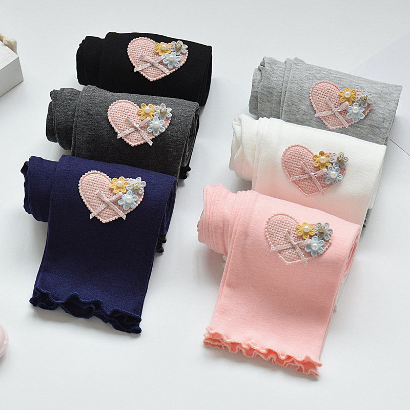 Polainas de las niñas otoño 2022 nuevos niños de la flor delgada elástica desgaste exterior del bebé niñas primavera y otoño pantalones delgados