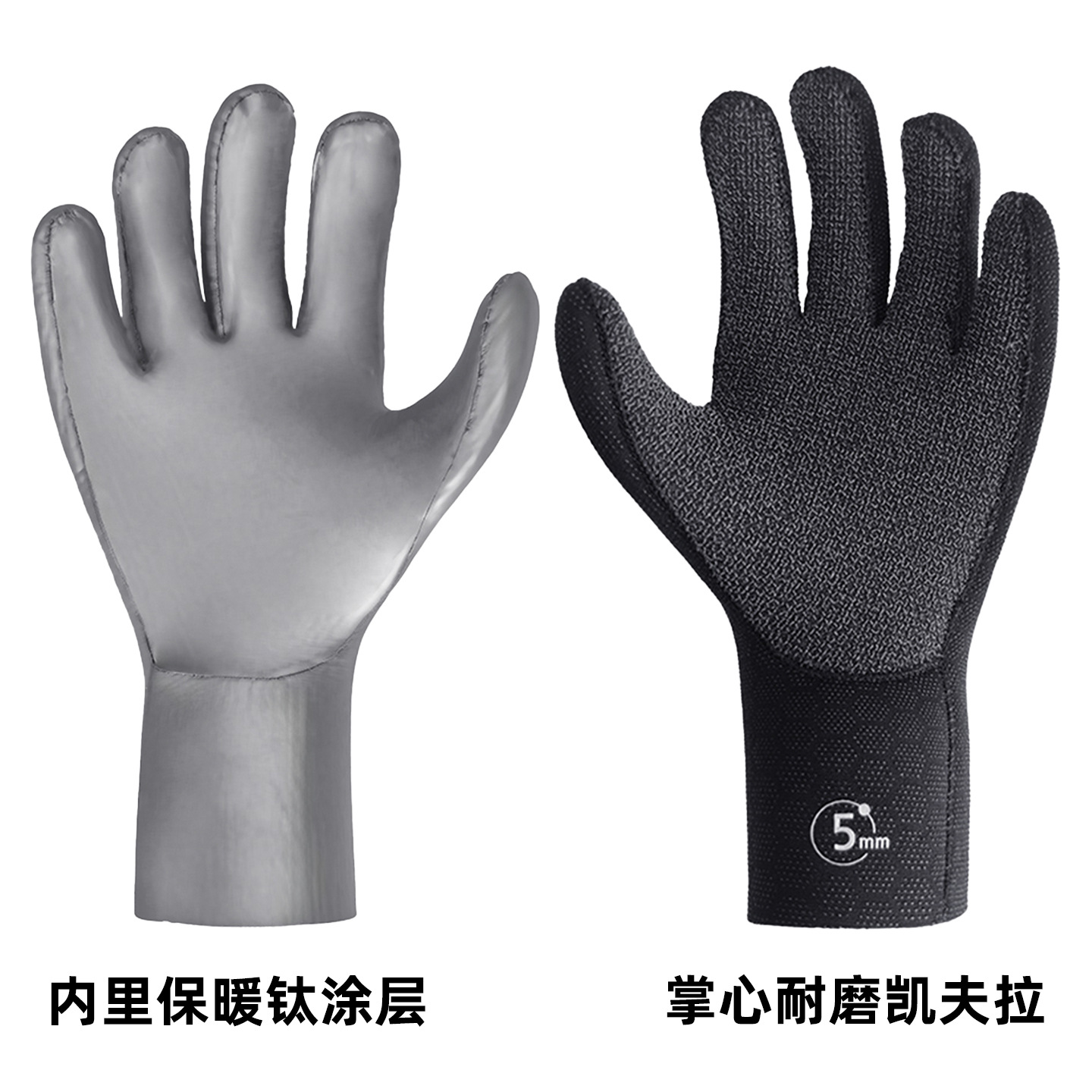 5mm diving gloves, Kevlar cut-resistant and wear-resistant fishing and hunting gloves, cold-proof, warm, puncture-resistant, non-slip, suitable for catching fish and beachcombing