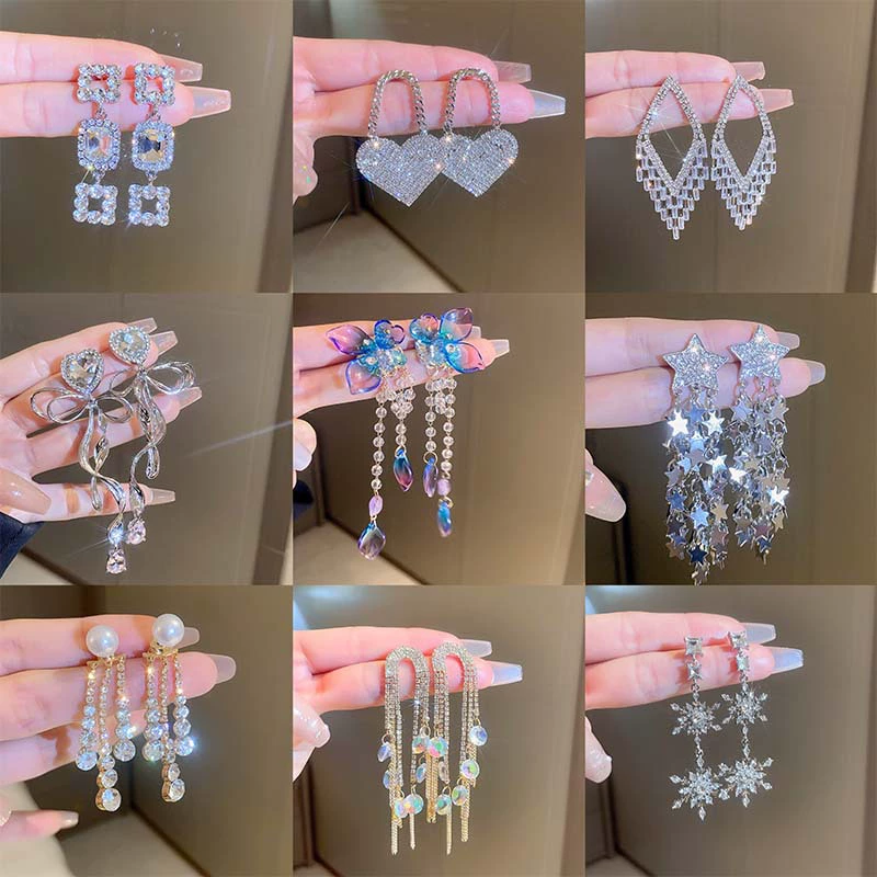 Серебряная игла, милые длинные свежие серьги с кисточками