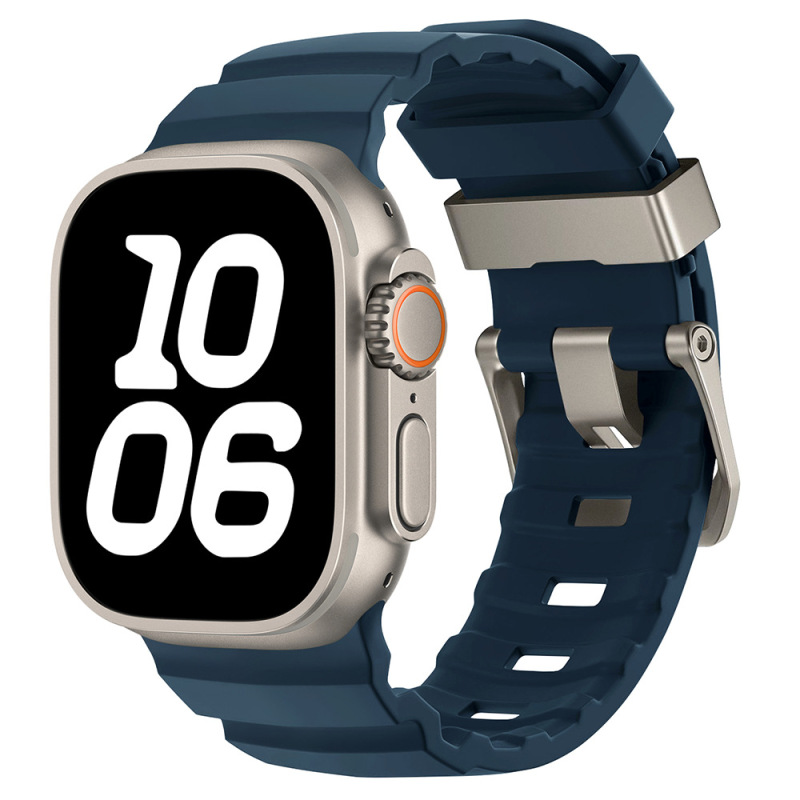Apple Watch 6789用、ワイルドトラックシリコンストラップ、iWatch S10 Ultra用リストバンド、ブラックチタンカラーのメタルバックル|undefined