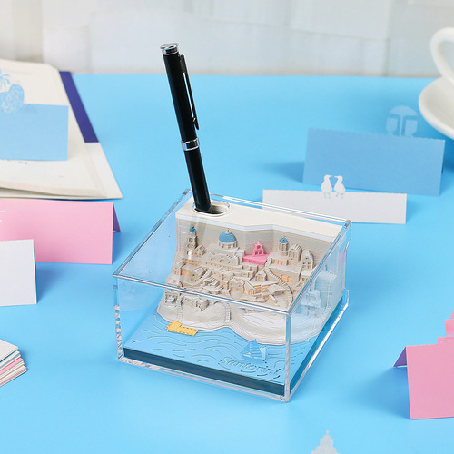 Creative Business Gift, Travel Souvenir, Home Décor, 3D Paper Note, Desk Organizer, 3D Sticker Book