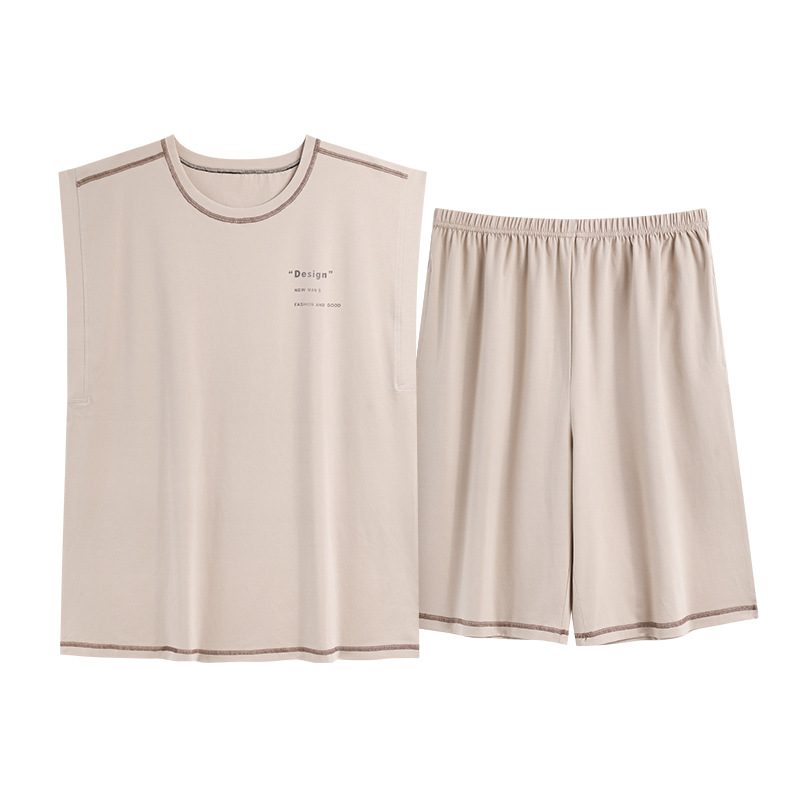 Pijamas antibacterianos para hombres pantalones cortos sin mangas de algodón de verano 2025 nuevo estilo casual de gran tamaño se puede usar en el hogar traje