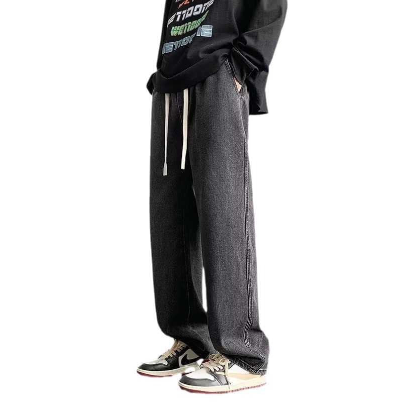 Marca de moda 2024 primavera y otoño nuevos jeans para hombres pantalones casuales rectos sueltos para hombres pantalones de talla grande para hombres