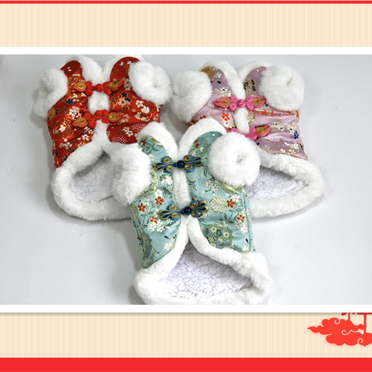 New Chinese-style pet clothes for dogs, suitable for the Chinese New Year, Tangzhuang-style dog winter clothes, warm dog clothes for winter, suitable for Teddy and Bichon dogs.