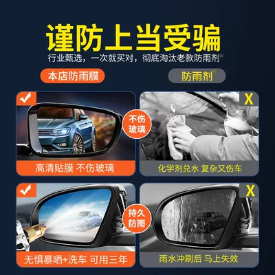 Anti-Glare Anti-Fog Water-Repellent Film: Rearview mirror rainproof sticker