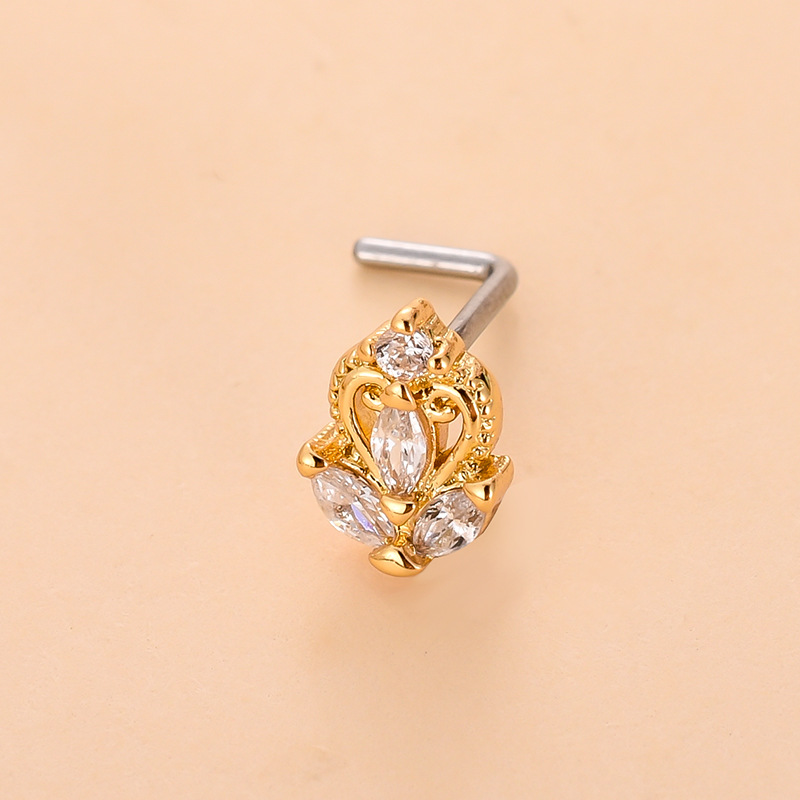 Simple Style Heart Shape Stainless Steel Plating Zircon Nose Studs 1 Piece display picture 22