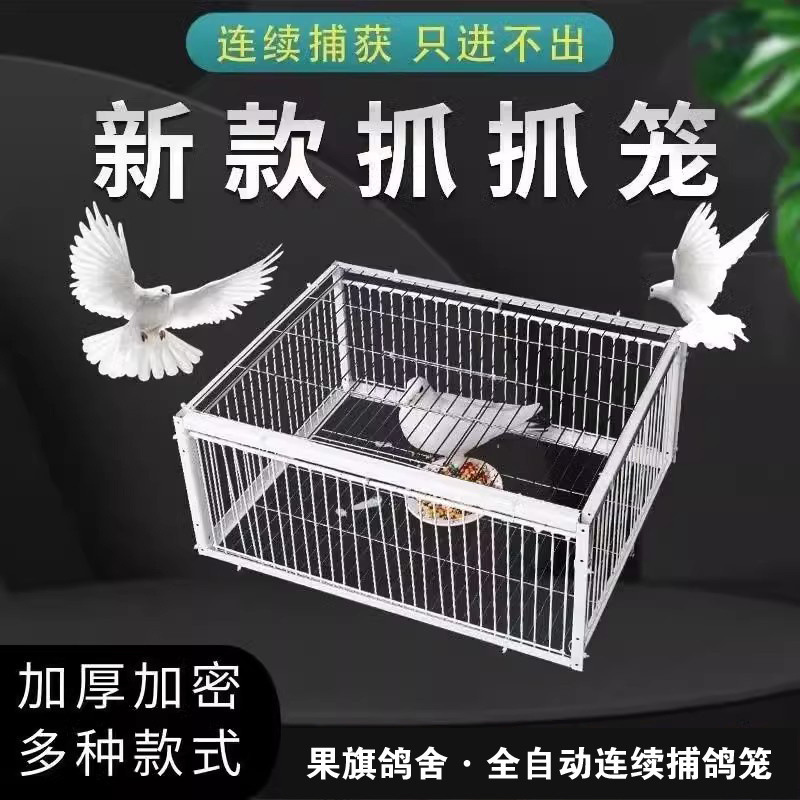 户外加密鸽子天落笼全自动防锈只进不出收鸽笼撞门笼鸽子回收|undefined