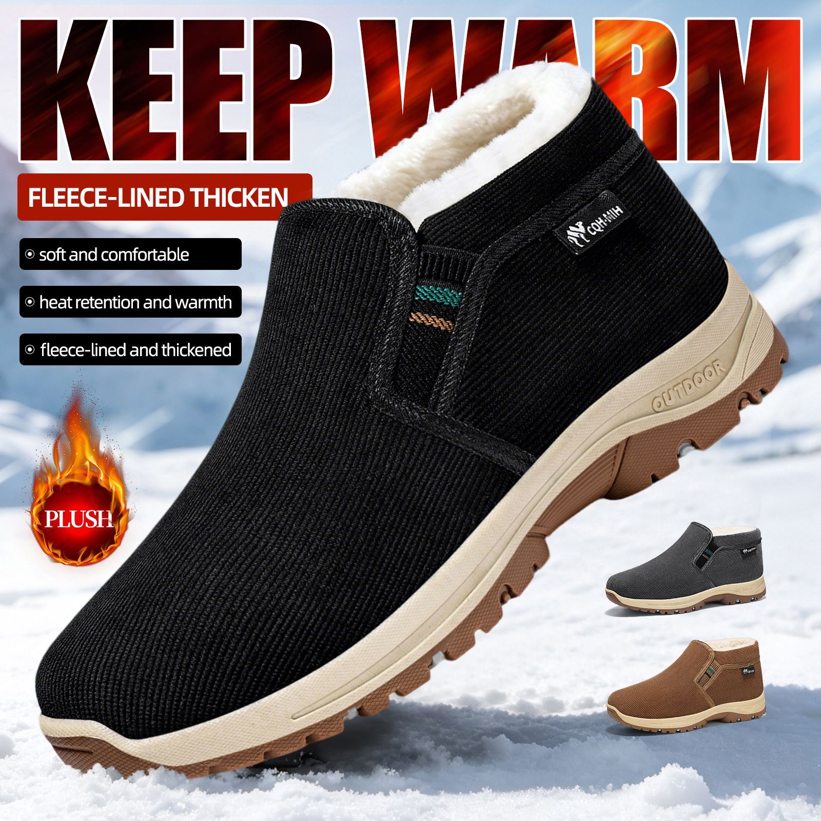 Zapatos de algodón cálidos para hombres en invierno, zapatos de tela viejos de Beijing más terciopelo engrosado, padre de mediana edad y ancianos cómodos con zapatos casuales image 4
