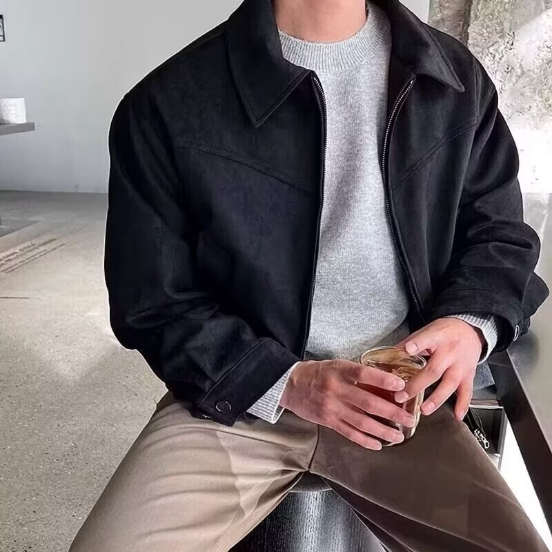 Spring and Autumn American Retro Brown Brown Suede Jacket Men's 2025 New Vintage Short Bomber Jacket Spring and Autumn American Retro Brown Brown Suede Jacket Men's 2025 New Vintage Short Bomber Jacket