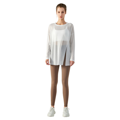 Tencel Yoga Cover-Up Long Knotted Long Sleeves Loose Thin Sports Top Casual Loose Fitness Wear