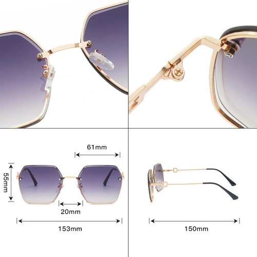 High-end edge-cut sunglasses for women  new trendy big face slimming sunglasses with UV protection and sun protection for driving