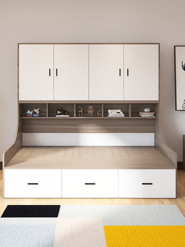 Single bed wardrobe integrated multifunctional storage children's small apartment space-saving tatami bed cabinet combination guest room bed