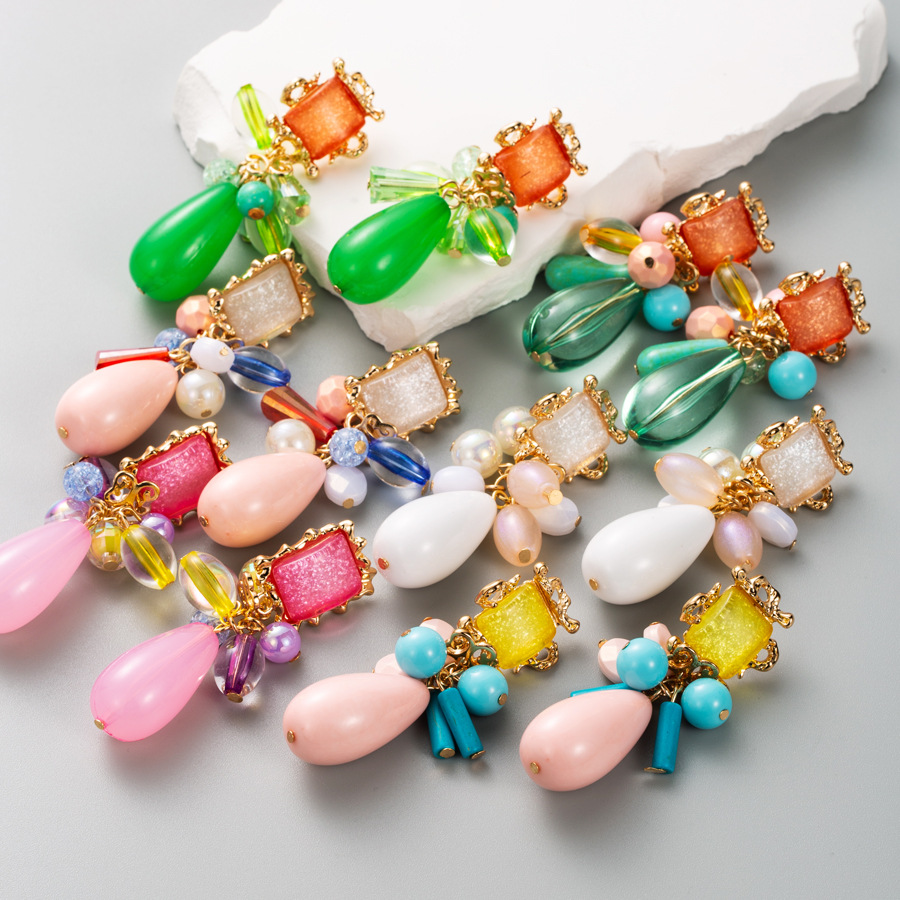 fashionable retro geometric earrings drop-shaped