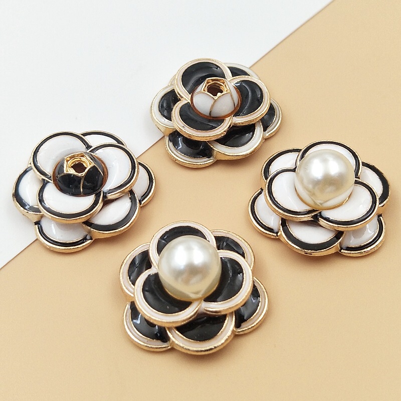 New zinc alloy drop oil flower accessories pearl flower diy mobile phone case beauty hole shoes accessories shoe flowers