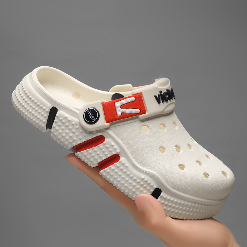 Children's Croc Shoes for Boys and Girls Summer Outdoor Beach Sandals Outdoor Non-Slip Thick Soled Spot Baotou Children's Slippers