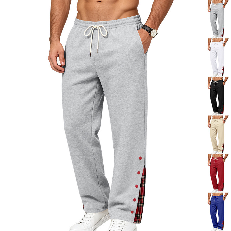 European and American autumn/winter cross-border heavyweight high street hip-hop men's trendy loose-fit sweatpants with contrasting color elements for outdoor jogging