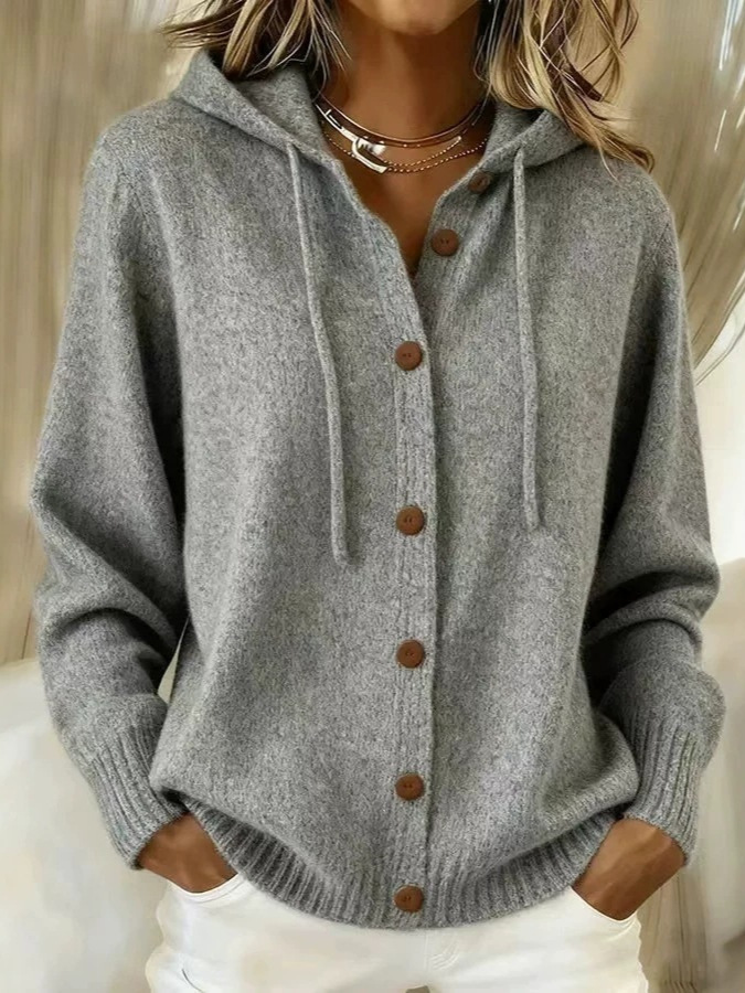 (Cross-border trading), pin, knitted dress with hood, sweater, demi-season cardigan, solid color jacket for leisure, European style 3