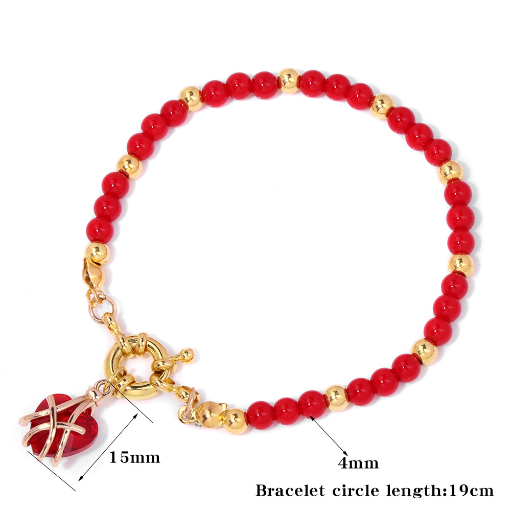 Beaded Design Elegant Heart Shape Natural Stone Beaded Bracelets