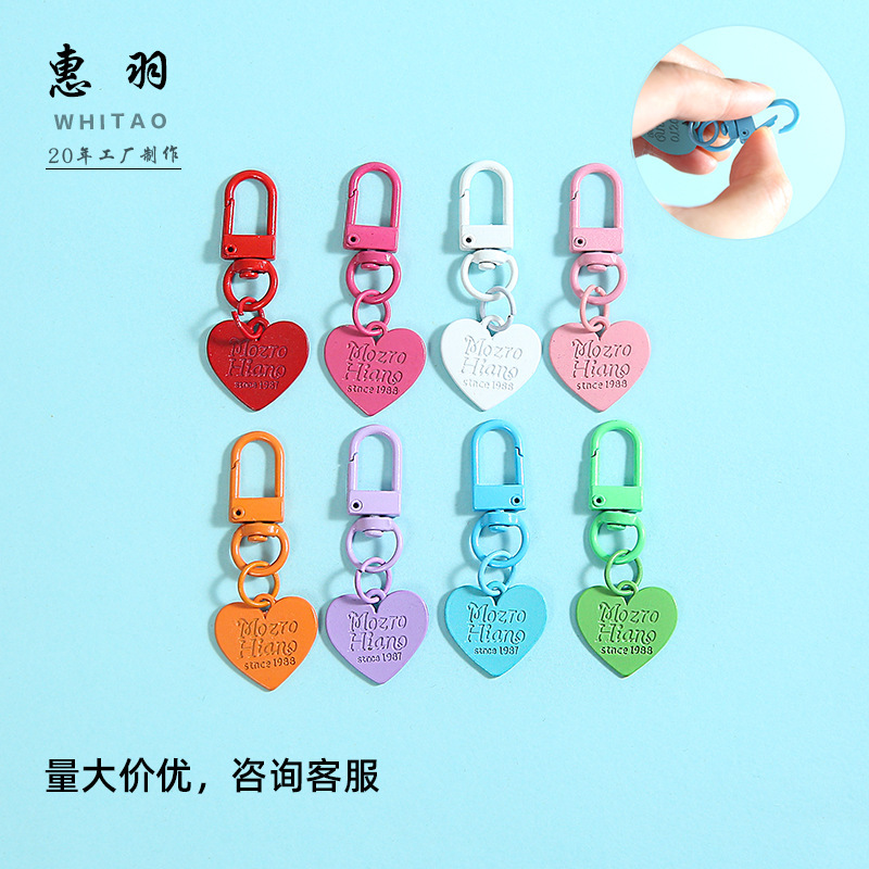Cute personality candy color metal top lettering love paint key chain pendant cute bag jewelry pendant