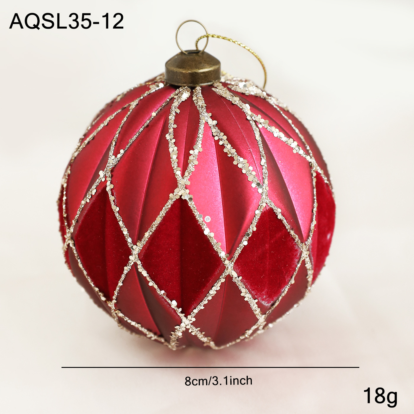 8CM rojo mate de alta calidad bola adhesiva polvo de oro galvanizado bola de decoración de árbol de Navidad colgante decoración colgante bola colgante image 11