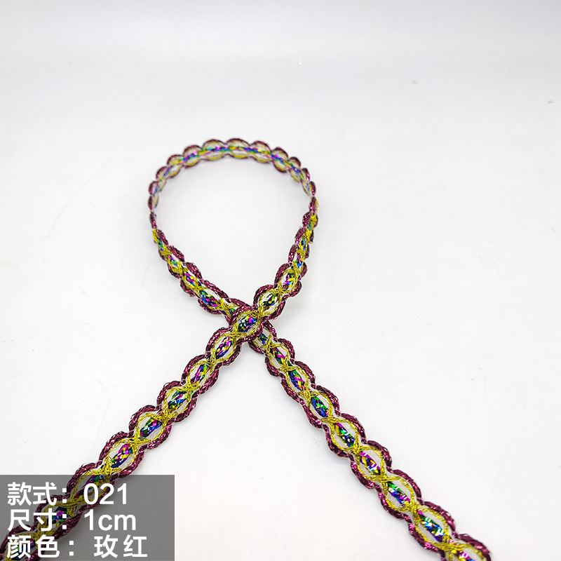 Colorido encaje de oro y plata perlas de triángulo de seda al por mayor de oro y plata cebolla diente borde DIY rendimiento accesorios de ropa estilo étnico cinta