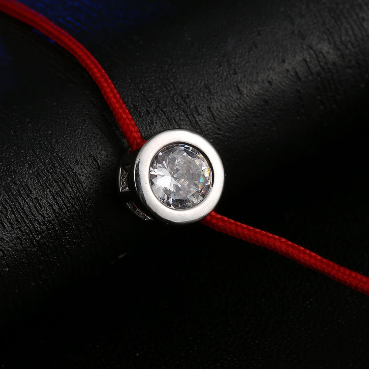 Wholesale Jewelry Red String Rope Copper Inlaid Round Zircon Bracelet Nihaojewelry display picture 3