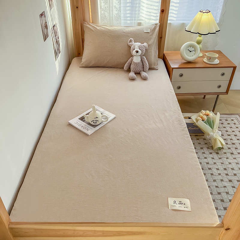 Juego de Sábanas de Algodón para Dormitorio Estudiantil, Protector de Colchón de Algodón Puro Nuevo 2024, Juego de Tres Piezas, Cubrecama