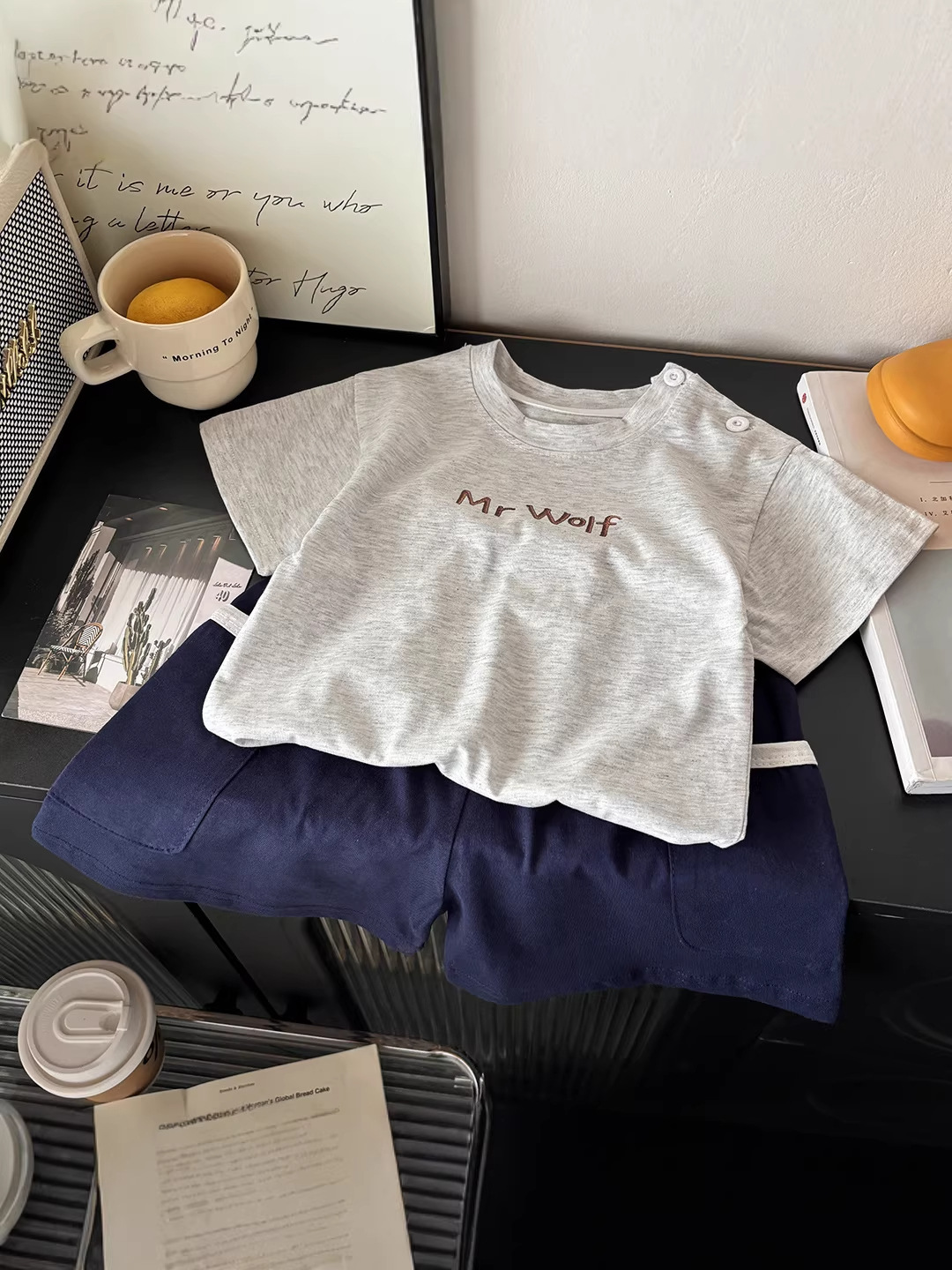 Muñeca infantil algodón para niños patrón tridimensional ropa de verano suelta pantalones cortos antibacterianos para bebés ropa A