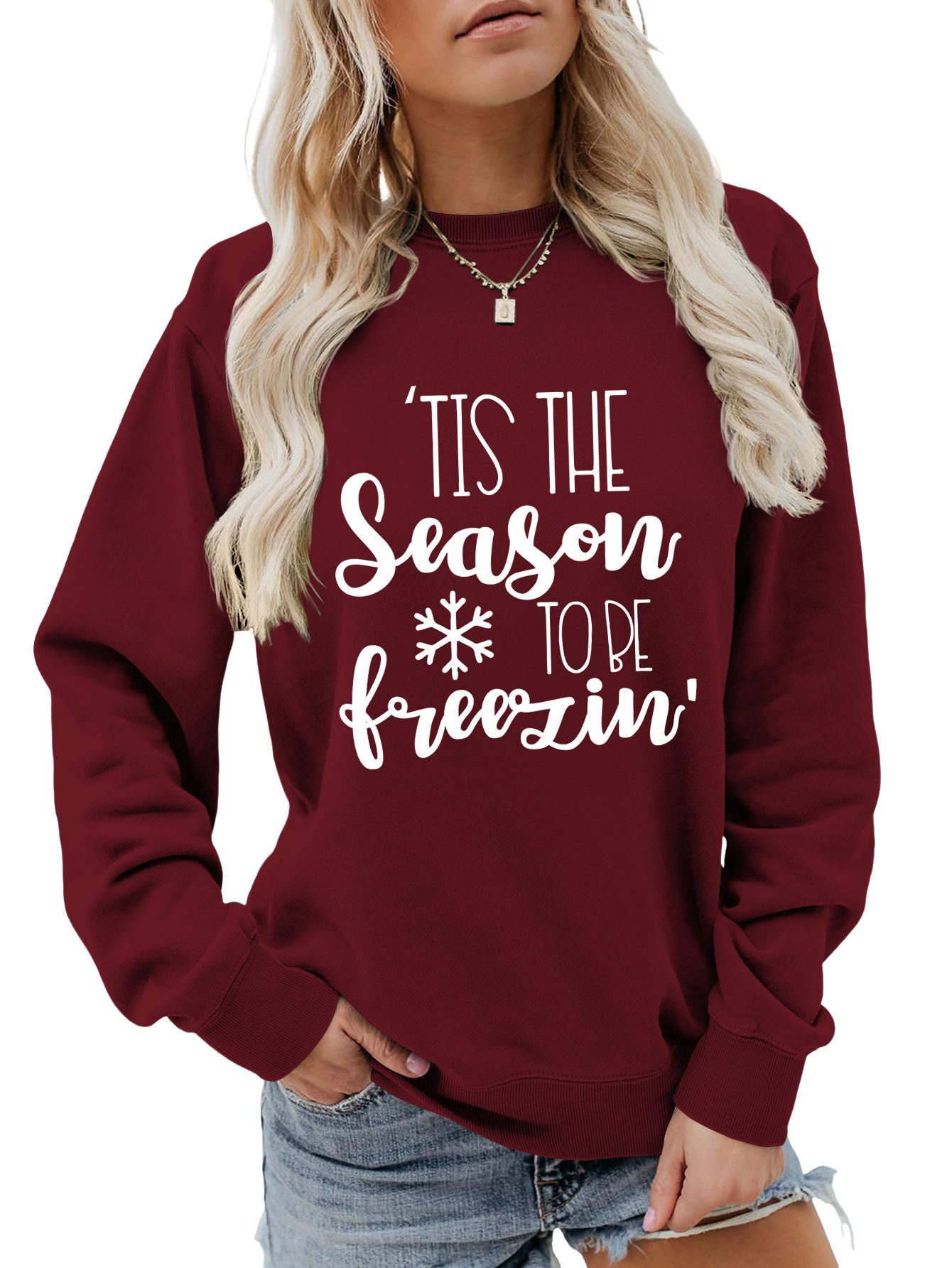 Női pulóver tis the season karácsonyi stílus_voghion.com