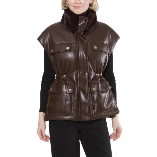 2025 European and American Cross-Border New Artificial Fur Environmentally Friendly Fur down Vest Slim Waist down Jacket for Women