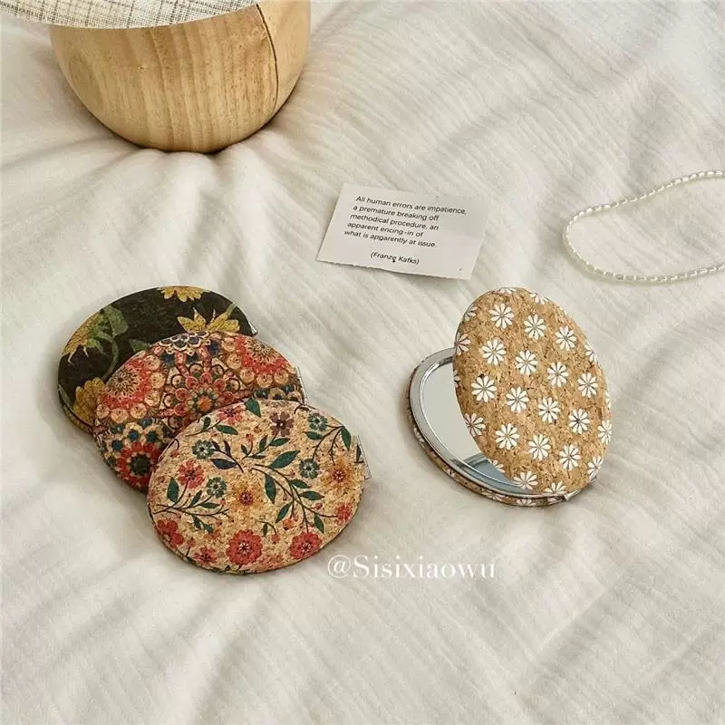 Овальное складное маленькое зеркало в стиле ретро, ​​портативное, креативное, высококачественное, простое, компактное, двустороннее увеличительное стекло для макияжа