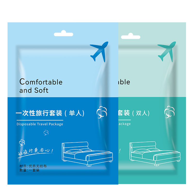 Sábana desechable de Viaje Funda de edredón funda de almohada de esterilización conjunto de cuatro piezas suministros de hotel solo doble traje sucio