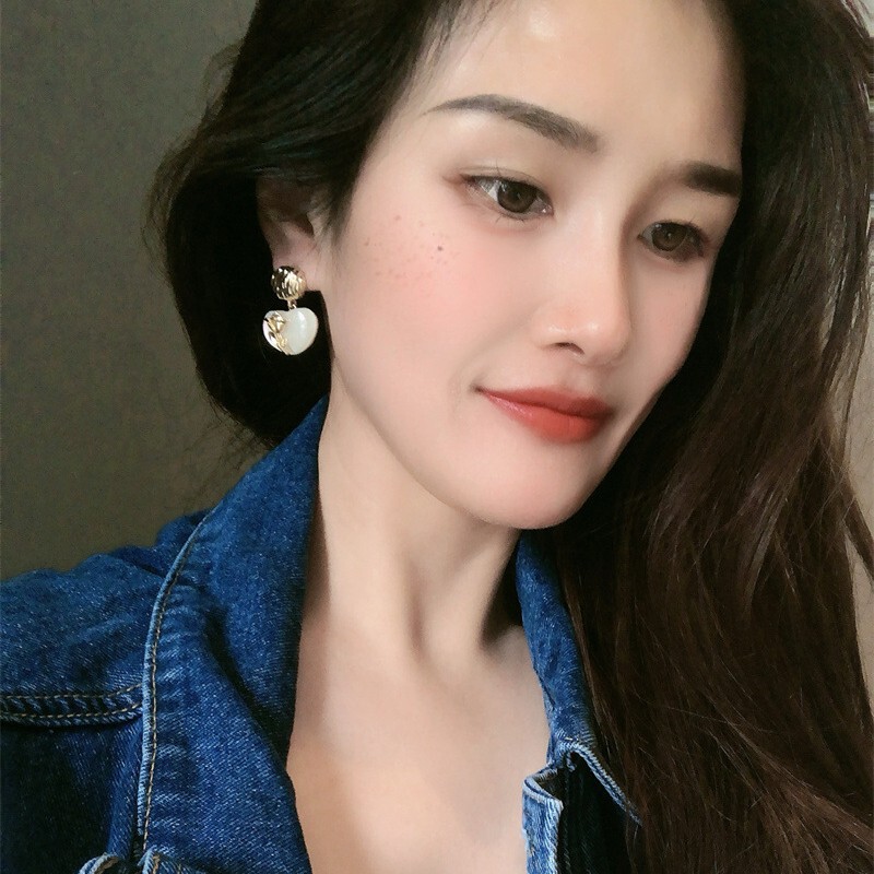 新款小众设计天然真贝壳宝石耳环S925银针高级感几何形轻奢耳饰品|undefined