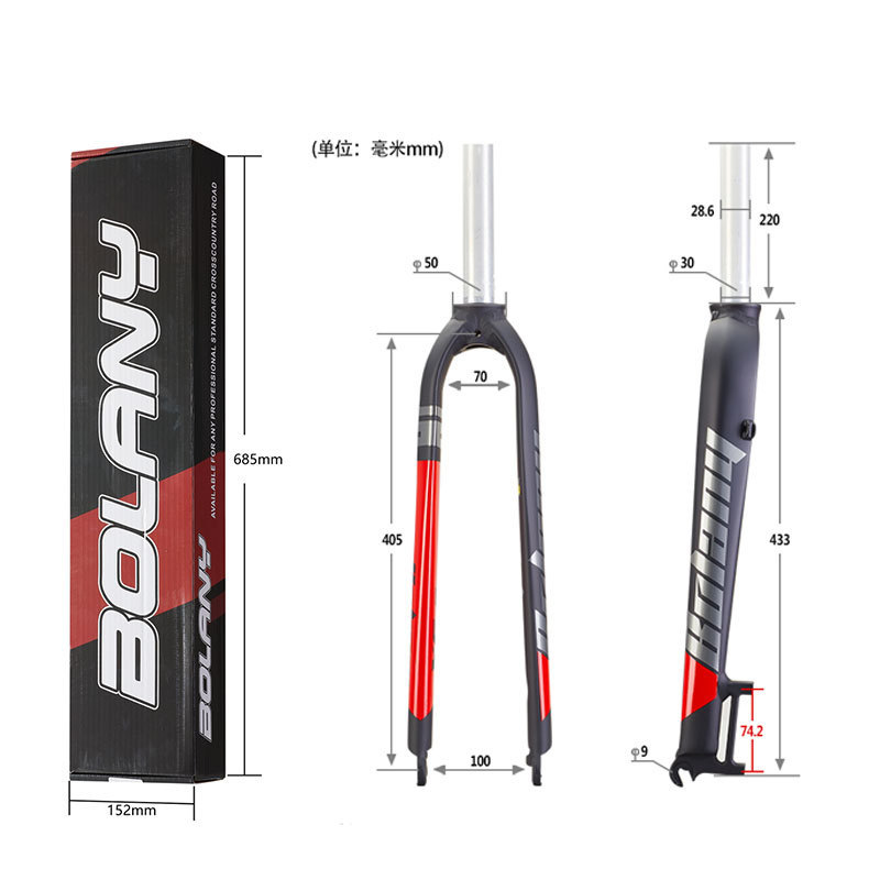 BOLANY bicicleta de montaña tenedor duro aleación de aluminio tenedor delantero 26 27.5 29 pulgadas una columna recta montado freno de disco versión Tenedor Duro