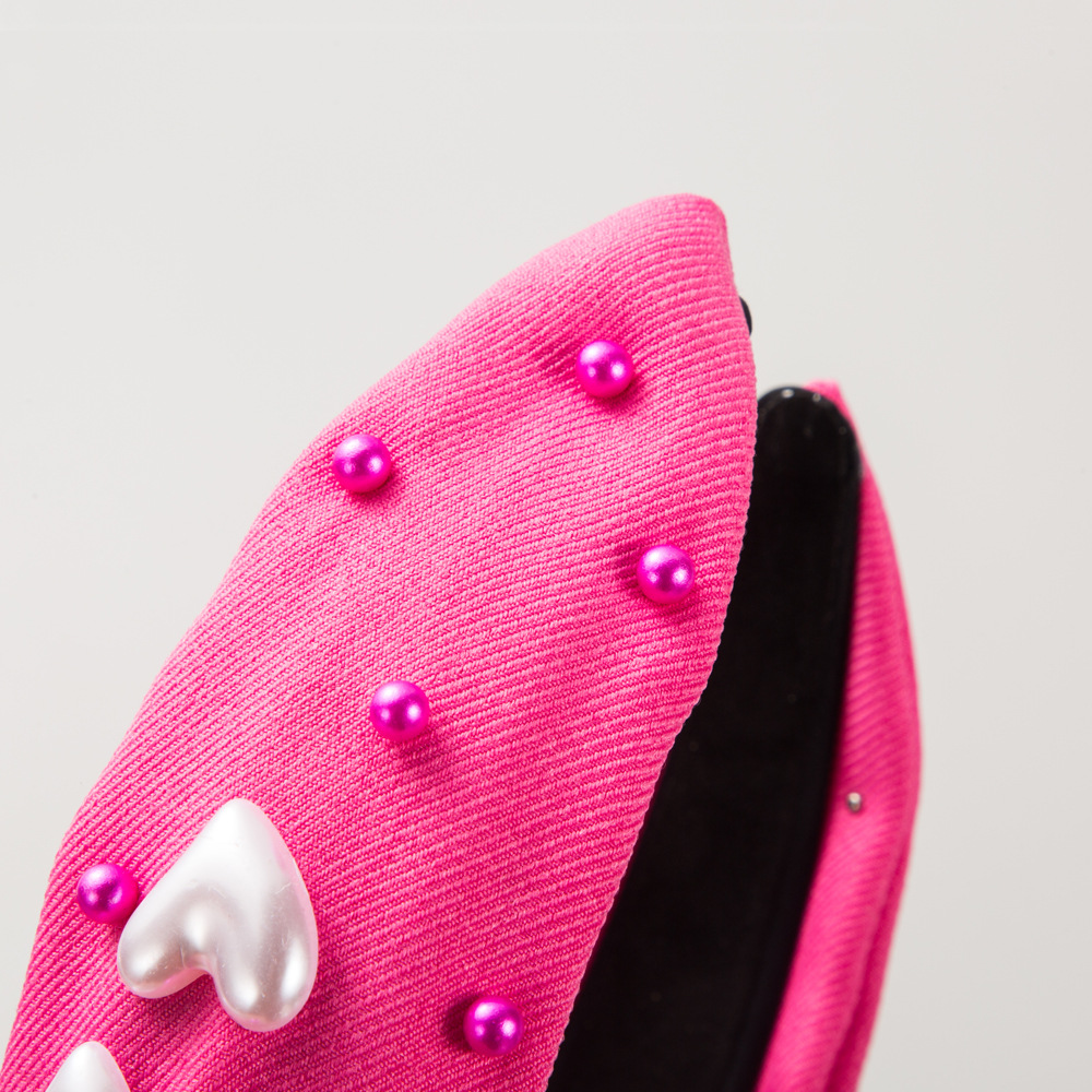 Diadema de Perlas de Moda Transfronteriza para Mujer con Múltiples Cuentas en Forma de Corazón, Accesorio para el Cabello Moderno y Dulce para el Día de San Valentín