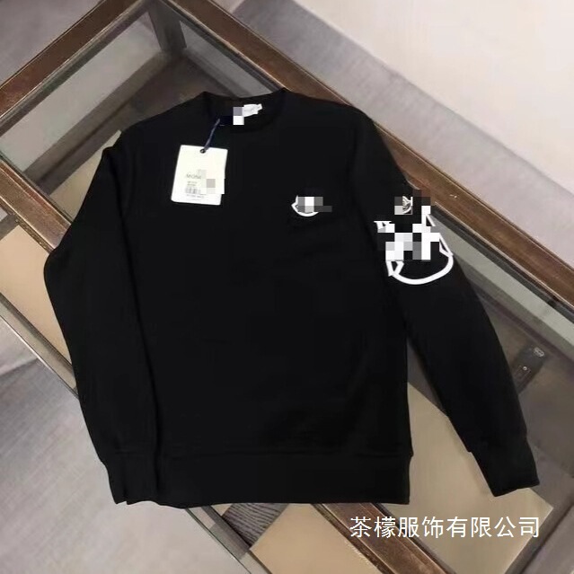 Authentic Moncler Summer New Couple Sweatshirt with m Logo Embroidery, Breathable Casual Crew Neck Top