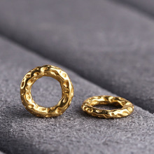 S925银镀金 面包环锤纹陨石跑环隔片古法金diy 吊坠挂件饰品配件