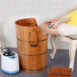 橡木泡脚桶足浴加热妇科熏蒸桶高深蒸脚蒸汽恒温家用成人洗脚木桶