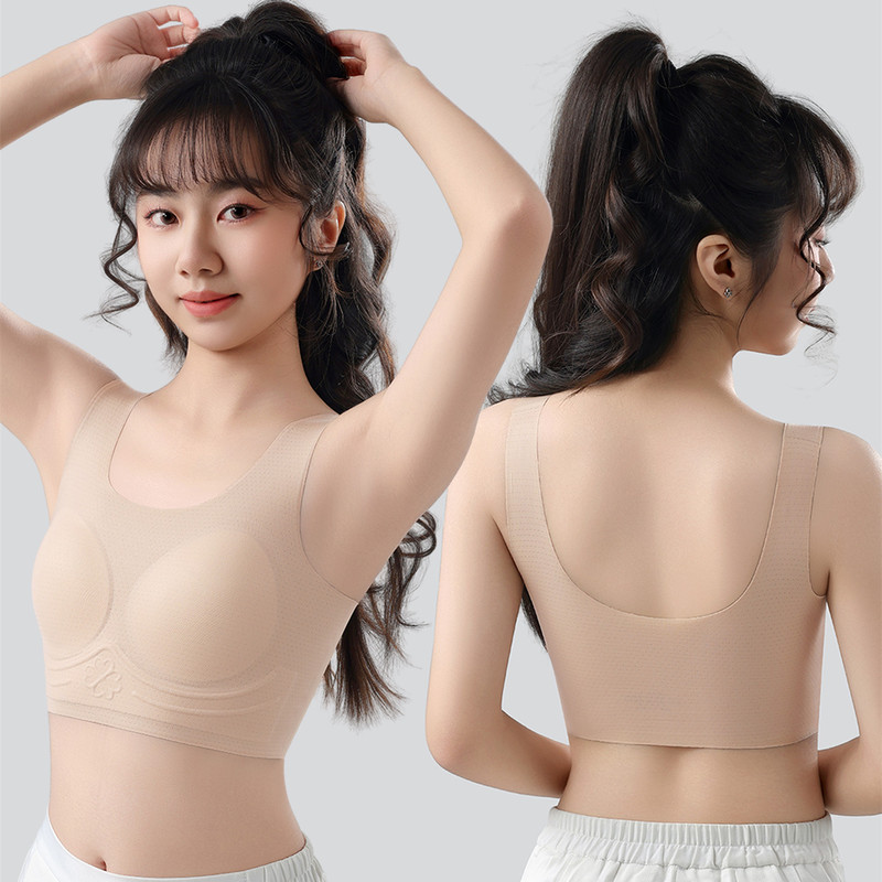 Girls' Sports Bra with Fixed Cups, Breathable, Suitable for the Second and Third Stages of Development, for Middle and High School Students, Youth Vest Girls' Sports Bra with Fixed Cups, Breathable, Suitable for the Second and Third Stages of Development, for Middle and High School Students, Youth Vest