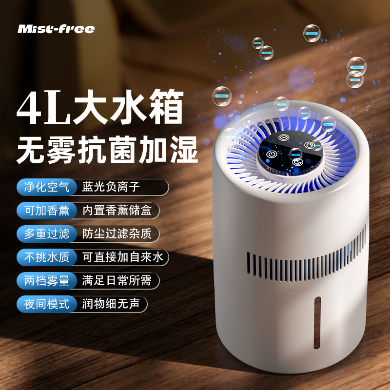 Cross-Border Fog-Free Humidifier Household Sterilization Cold Evaporation Large-Capacity Purification Desktop Aromatherapy USB Rechargeable Purifier