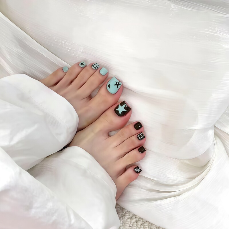 J122-Summer Sea Salt Wear Armor Sweet Cool ins Wind Contrast Color Star Niche Removable Toenail Patch