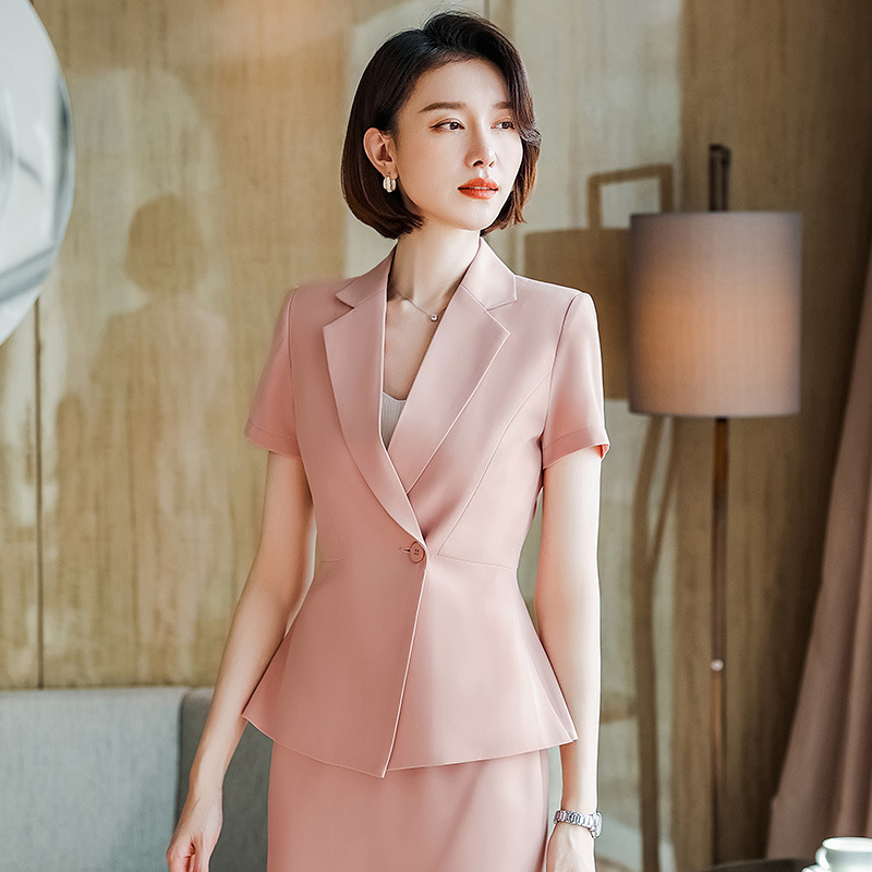 2022春夏季韩版正装职业装套装短袖西服正装女士小西装酒店文员工