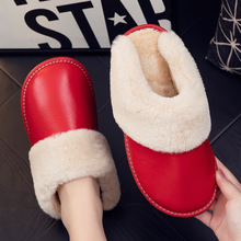 秋冬季毛毛棉拖鞋女家居室内情侣防水防滑保暖家用居家真皮拖鞋男