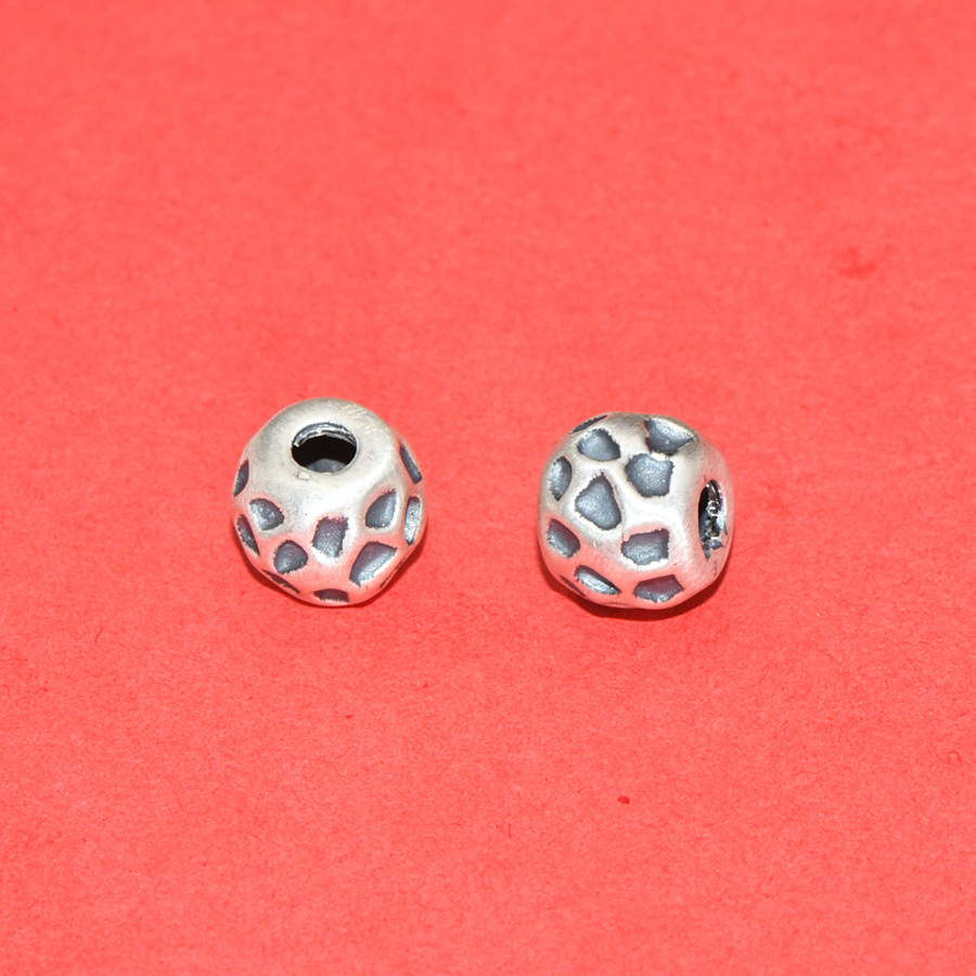 S99 Pure Silver Concave-Convex Spacer Beads with Six-Word Mantra, Loose Beads for DIY Handmade Beading, Stringing, and Barrel Bead Accessories