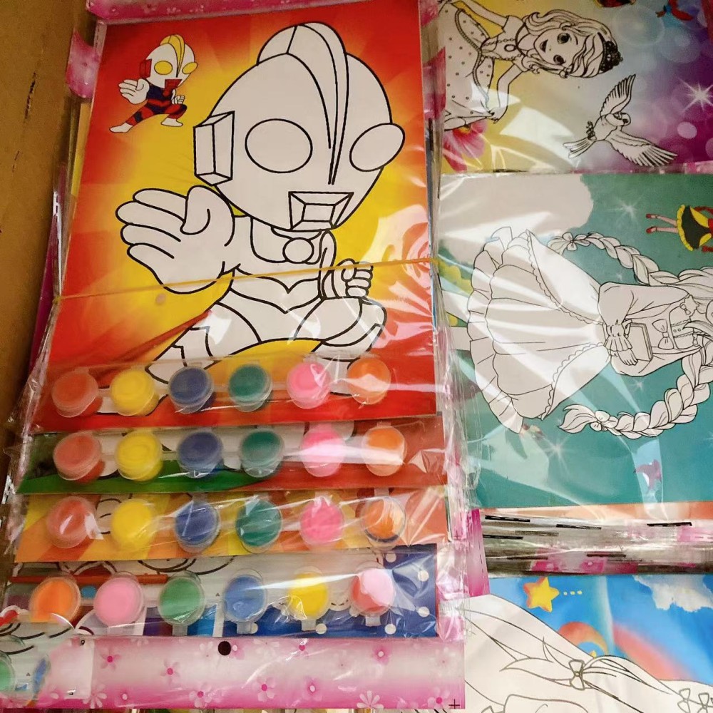 Pintura de gouache de acuarela de Arte de seis piezas para niños para colorear Pintura hecha a mano de bricolaje Pintura de graffiti educativa de jardín de infantes